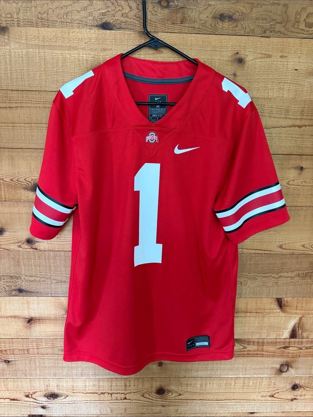 Nike Red Men's Football Jersey with White Number & Black Accents